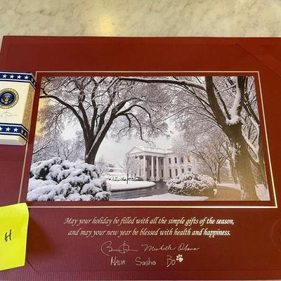 Large Christmas Card Print And A Box Of M&Ms From The Obama Administration