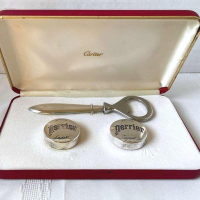 Cartier Bottle Opener And Perrier Bottle Caps Set