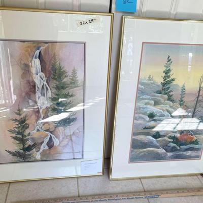 2 Nature Themed Watercolor Paintings By Artist Lassie Corbett