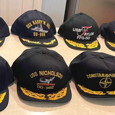 12 Navy Command Caps From The Collection Of A Vice Admiral