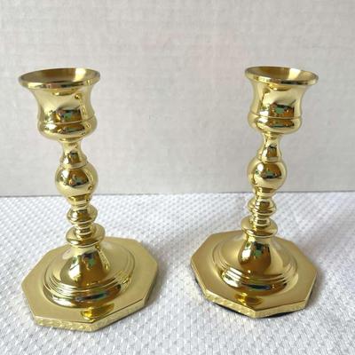 Baldwin Brass Octagon Base Candlesticks, New in Box