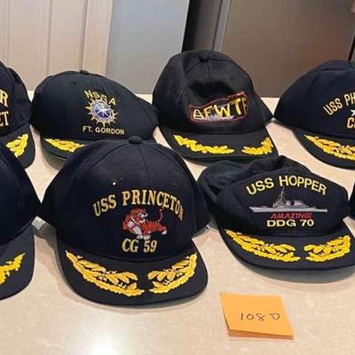 12 Navy Command Caps From The Collection of A Vice Admiral.