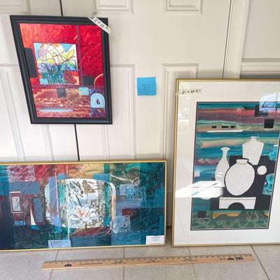 3 Original Mixed Media Art Pieces by Reston artist Lassie Corbett
