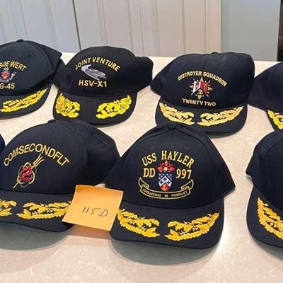 12 Navy Command Caps From The Collection Of A Vice Admiral