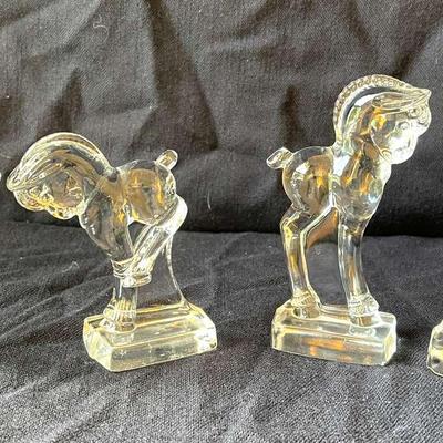 2 Pairs Of Heisey Glass Horses