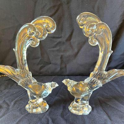 Pair or Heisey Glass Asiatic Pheasants