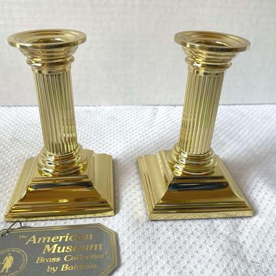 Baldwin Brass Smithsonian Style Candlesticks, New in Box 