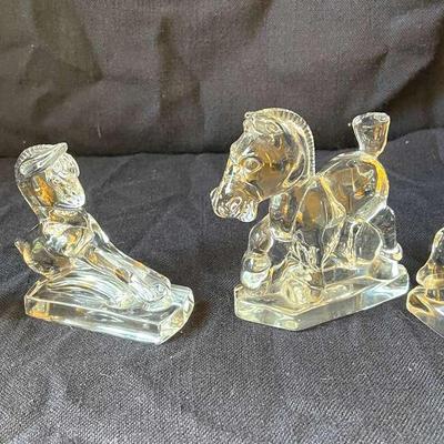 2 Pairs Of Heisey Glass Horses