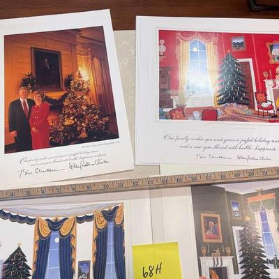4 Large White House Christmas Card Prints From The Clinton Administration 1993-1996