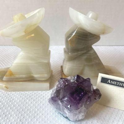 Onyx Bookends And A Lovely Piece Of Amethyst