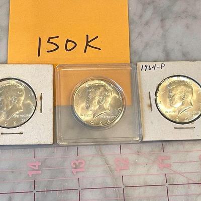 3 1964 Half Dollars, Uncirculated