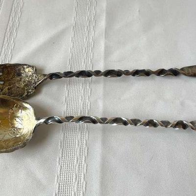 Beautiful Victorian Sterling Silver Salad Set