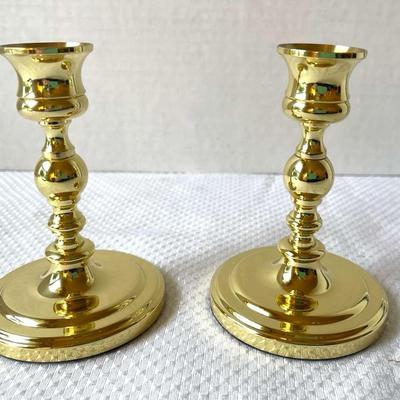 Baldwin Brass Round Base Candlesticks, New in Box