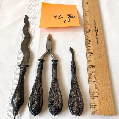 Letter Opener And Toiletry Items With Sterling Silver Handles
