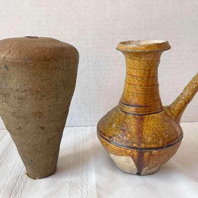 Antique Asian Pottery-Mercury Jar And Jug