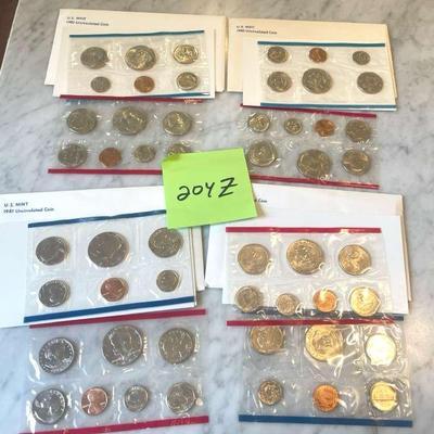 4 Sets Of US Mint Uncirculated Coins From 1980 And 1981