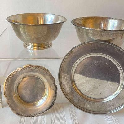 2 Sterling Silver Bowls And 2 Small Sterling Plates