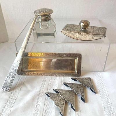 Sterling Silver Art Nouveau Desk Set From 1922 With Very Cool Inscription