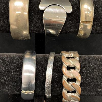 Silvertone Hinged Bracelets