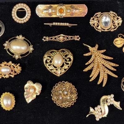 Faux Pearl Brooches