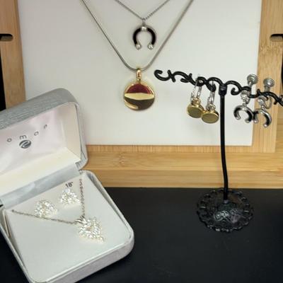 Gold And Silver Tone Necklace And Earring Sets