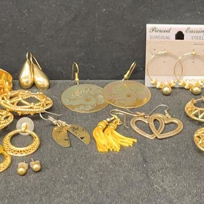 Gold Tone + Yellow Earrings