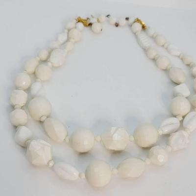 Hattie Carnegie Double Strand Molded Plastic Necklace 