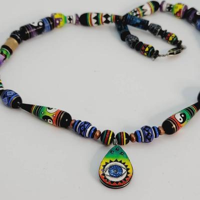 Colorful Head Shop Style Evil Eye Necklace 