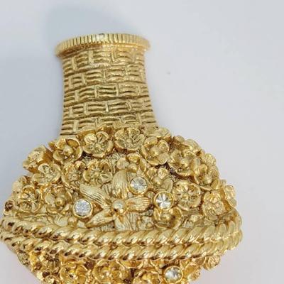 Avon Solid Perfume Floral Basket Pin