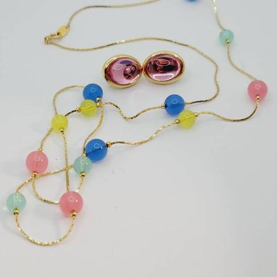 Trifari Candy Pop Necklace and Earrings Colorful