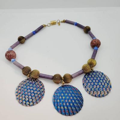 Anodized Metal Disc Necklace NL Nautilus 