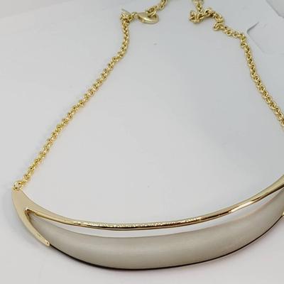 Alexis Bittar Lucite Goldtone Crescent Collar Necklace 