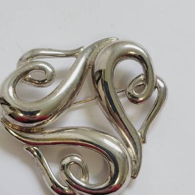 FLR Heart Triskel Silvered Pin Brooch