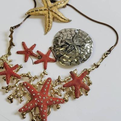 Starfish and Sand Dollar Necklace and Earrings