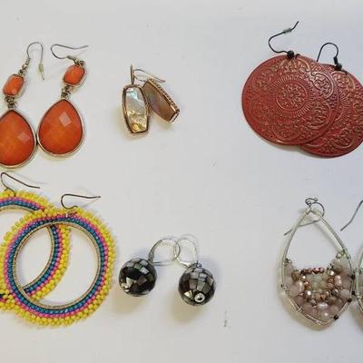 6 Pc Vibrant Bead Metal and Shell Earrings Lot Work To Weekend 