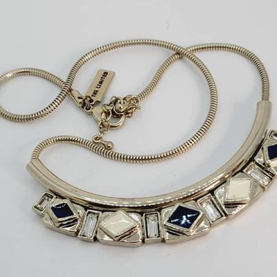 The Limited Blue Cream Enamel and Rhinestone Necklace 