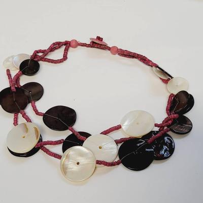 Abalone and Mother of Pearl Disc Necklace 