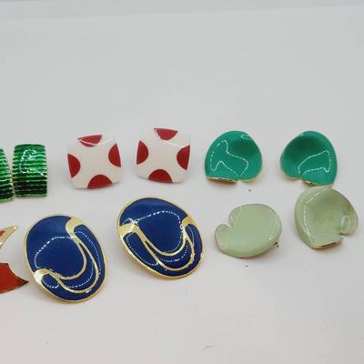 Vibrant 80s and 90s Pierced Earrings 6 Pr
