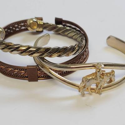 3 Pc Southwest Bracelets Copper Cowboy & Rope Twist