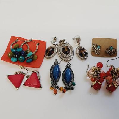 6 Pair Plus 1 Pendant Colorful Boho Work to Weekend Earrings