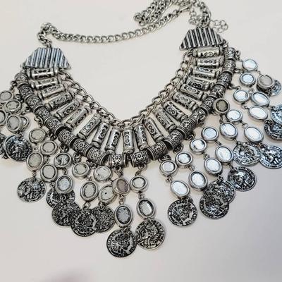 Silverton Bellydance Coin Bib Style Necklace 
