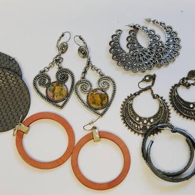 6 Pc Large Hoop Drop and Disc Earrings - Fun & Artsy 