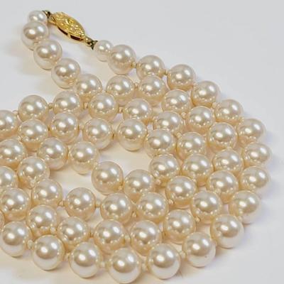 Japan Hand Knotted Glass Pearl Necklace Beautiful 
