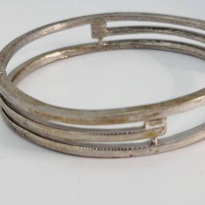 Givenchy Silver Tone and Rhinestone Hinged Bracelet
