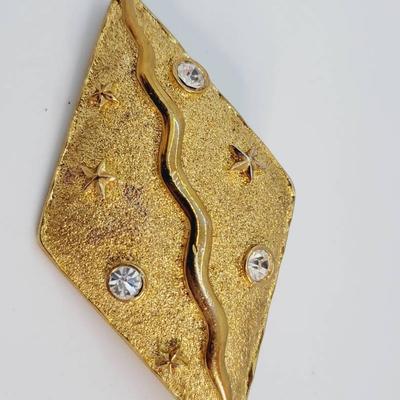 Park Lane? Modernist Rhinestone and Gold Tone Pin