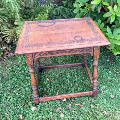 Sale Photo Thumbnail #50: Vtg. carved oak table