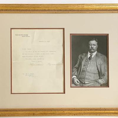 Signed letter by Theodore Roosevelt to Job Hedges on White House stationary, 1907
