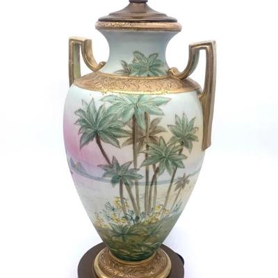 Sale Photo Thumbnail #48: Antique Nippon hand painted table lamp
