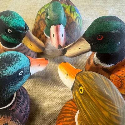 Flock Of Painted Wooden Ducks (Made In Indonesia)