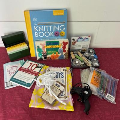 Crafting Variety (Knitting Book, Glue Gun, Balloon Animal Book, Knot Kit. And Other Books)
